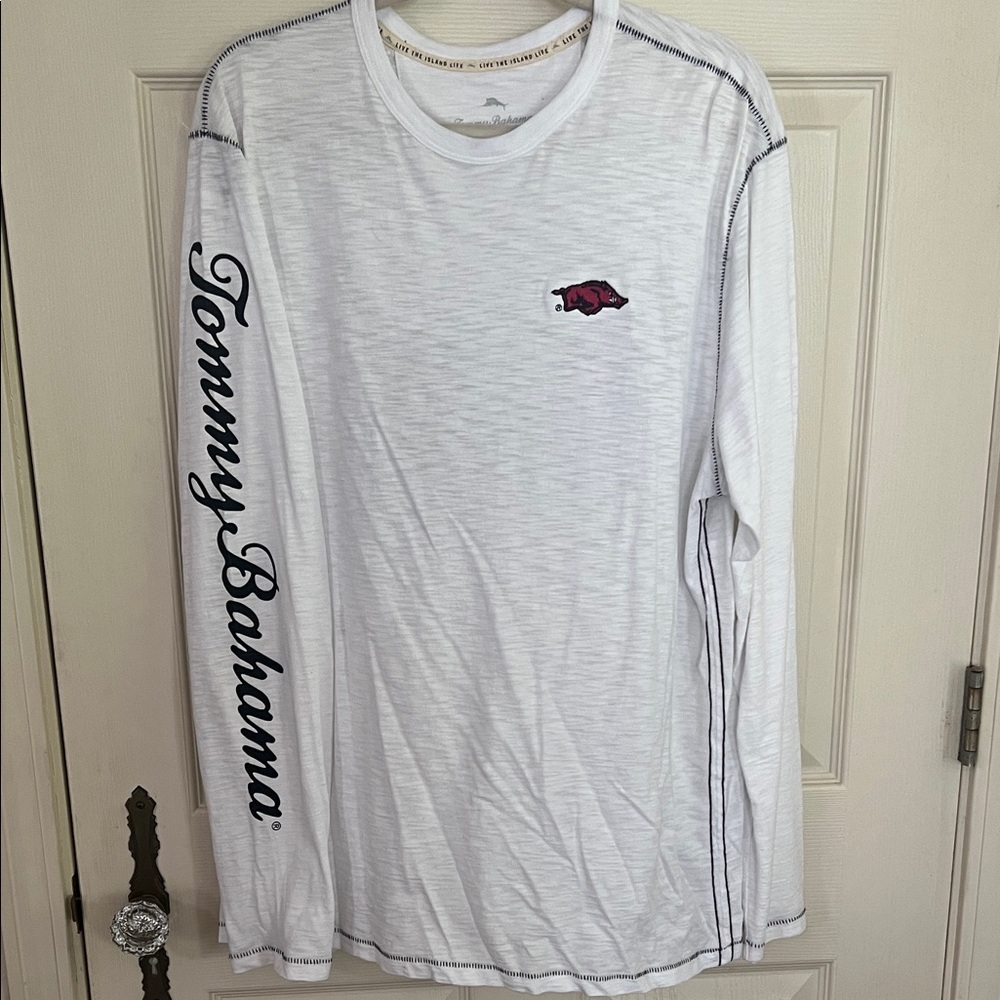 Tommy Bahama White Long Sleeve Shirt with Black Accents